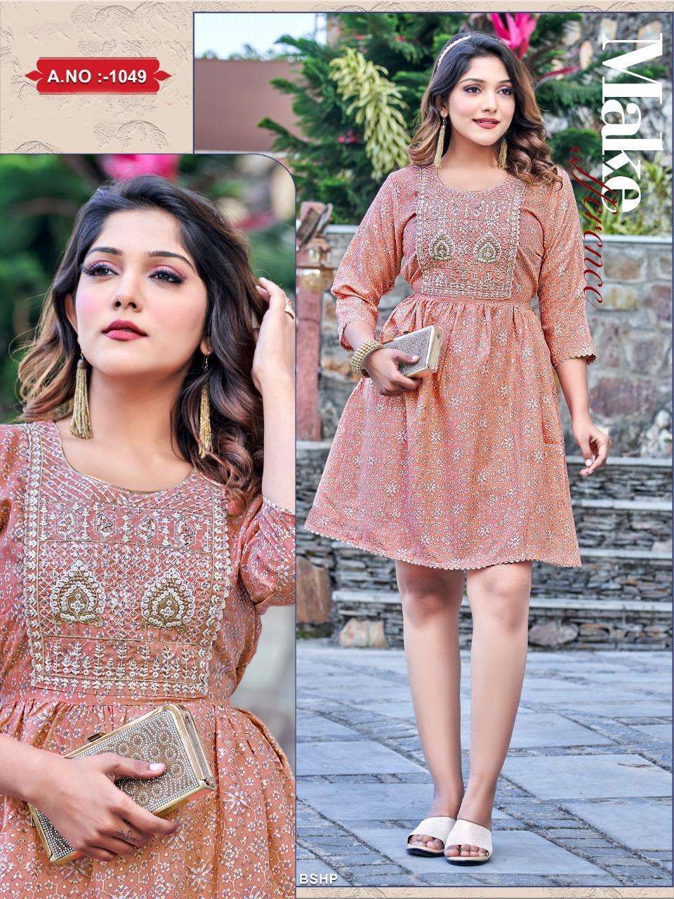 beauty 1049 capsule print embroidery work kurti