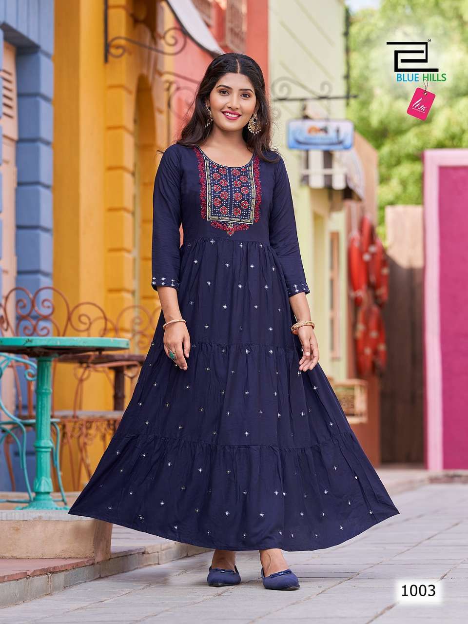 blue hills rasberry series 1001-1008 14 kg rayon kurti 