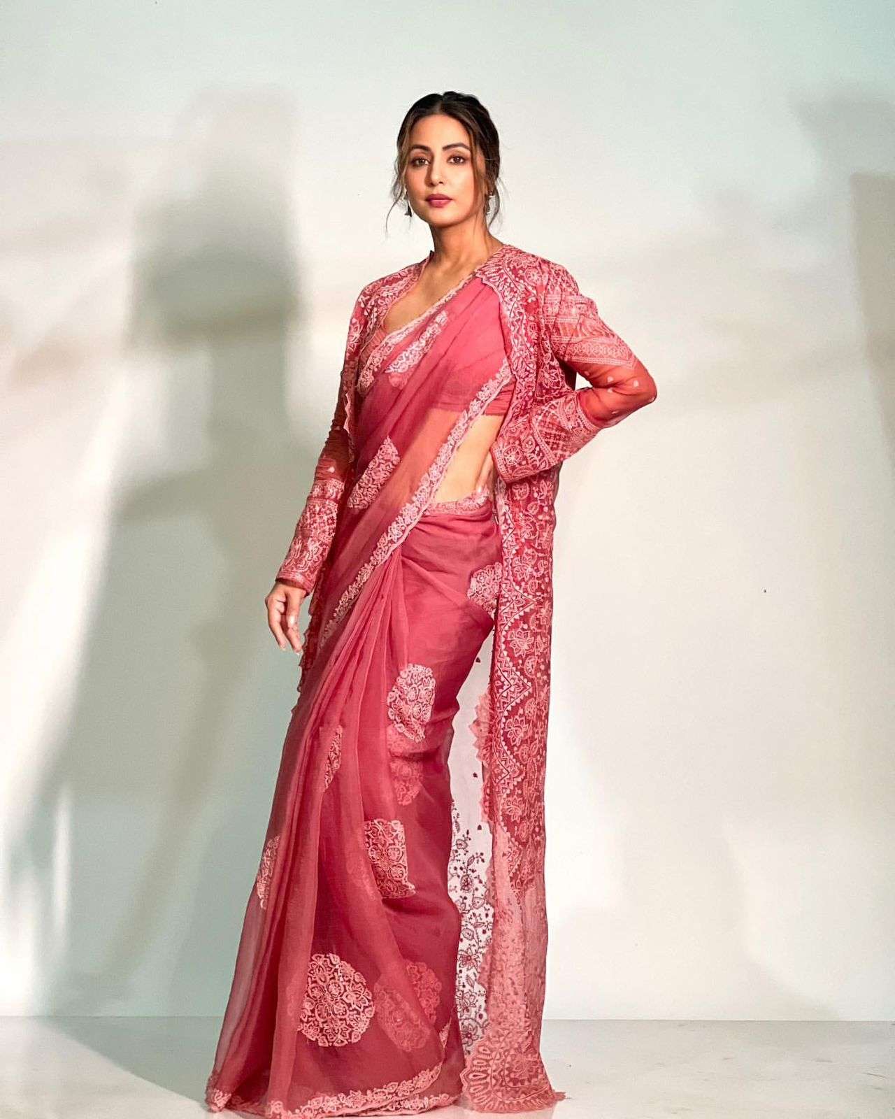 bt-13 BOLLYWOOD HINA KHAN heavy organza SAREE