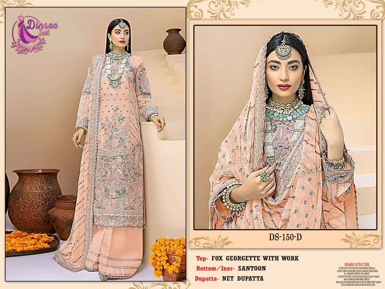 dinsaa suit DS-150 georgette embroidered suit 