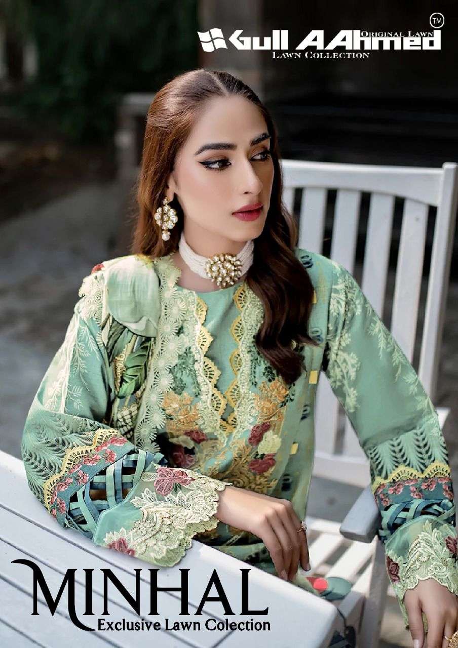 gulahmed minhal exclusive lawn cotton vol 1 series 1001-1006 pure lawn cotton suit 