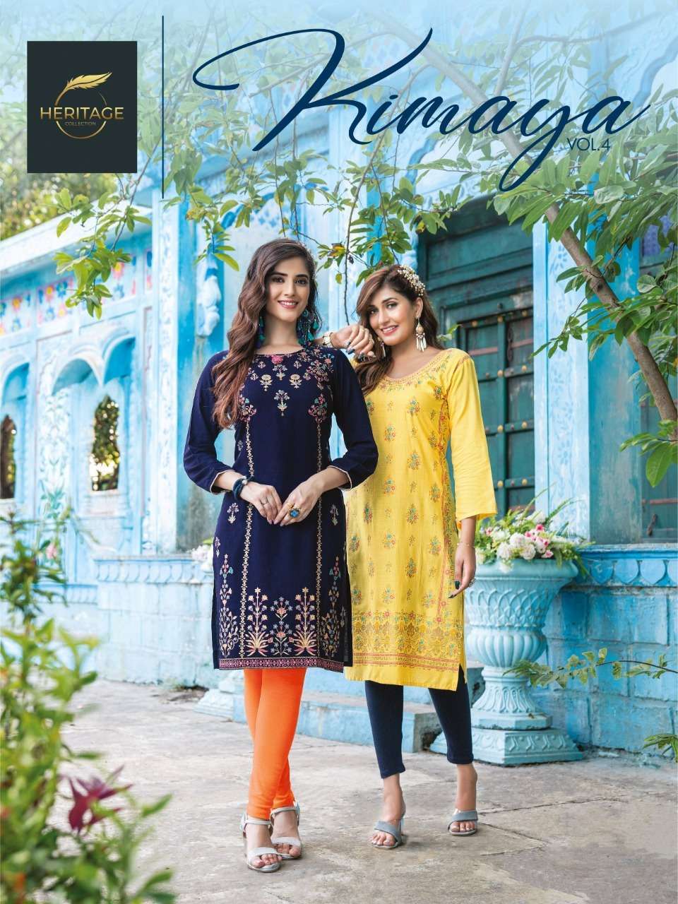 heritage kimaya vol 4 series 401-408 rayon slub kurti 