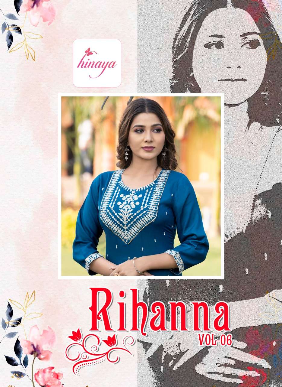 hinaya rihanna vol 6 series 6001-6006 rayon kurti 