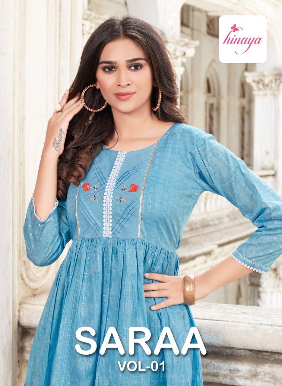 hinaya saraa vol 1 series 1001-1005 cotton cambric kurti 
