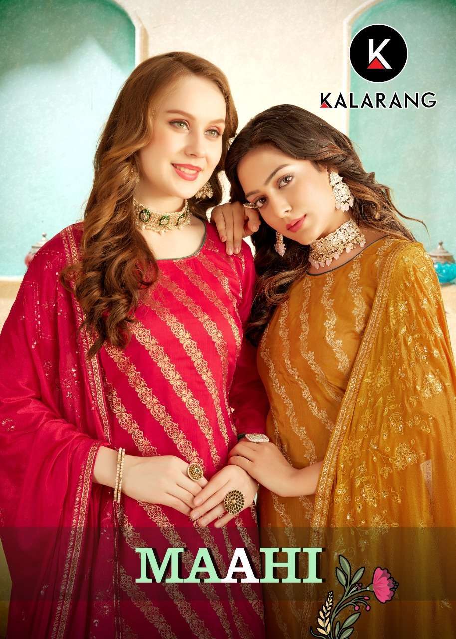 kalarang maahi series 10071-10076 pure muslin dola jacquard suit 