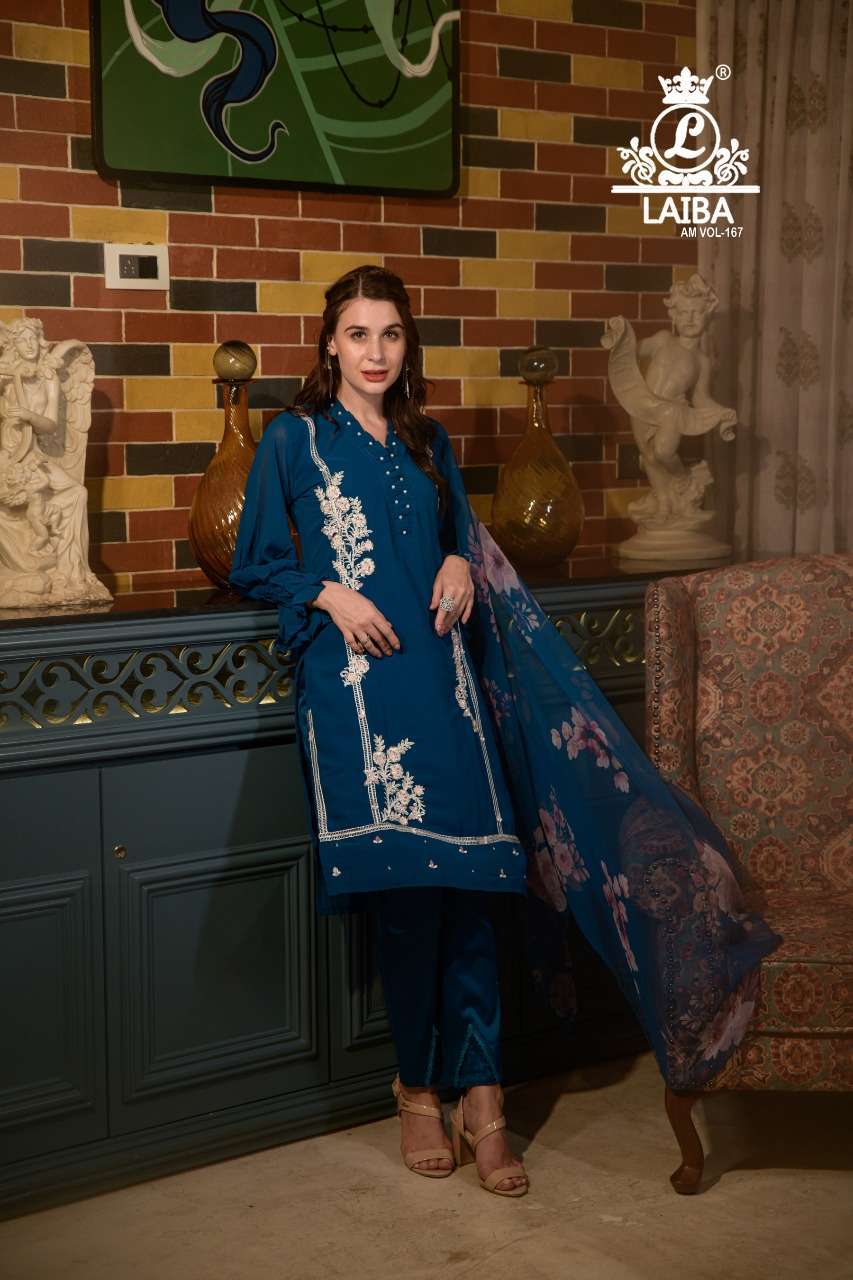 laiba designer am vol 167 pure georgette suit 