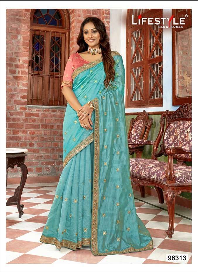 lifestyle tulsi vol 5 series 96311-96316 organza saree