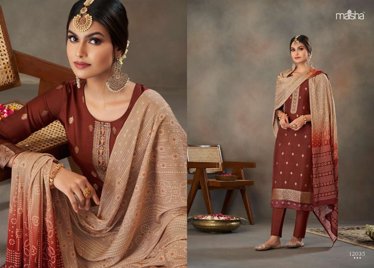 maisha gulnaz designer viscose jacquard suit 