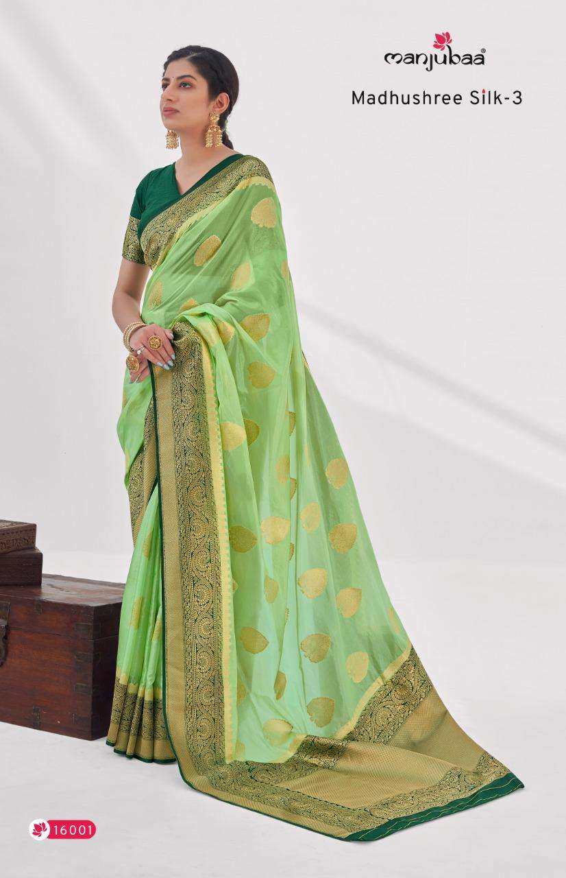 manjubaa madhusree silk vol 3 designer silk organza saree 