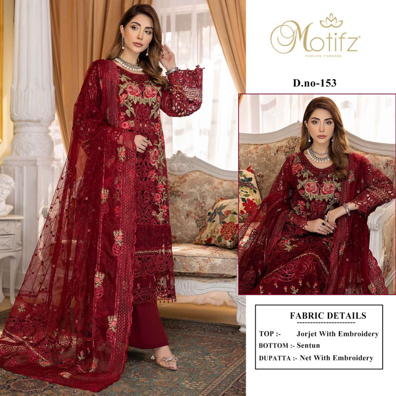 motifz 153 georgette with embroidery suit 