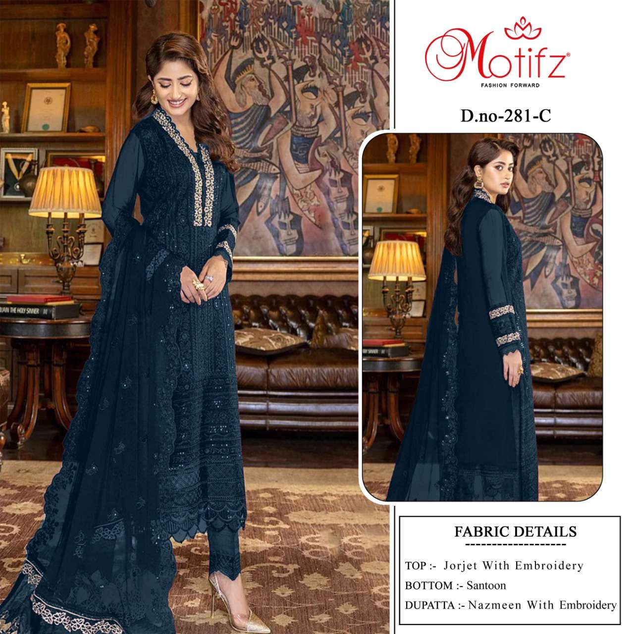 motifz 281 design georgette with embroidery suit 