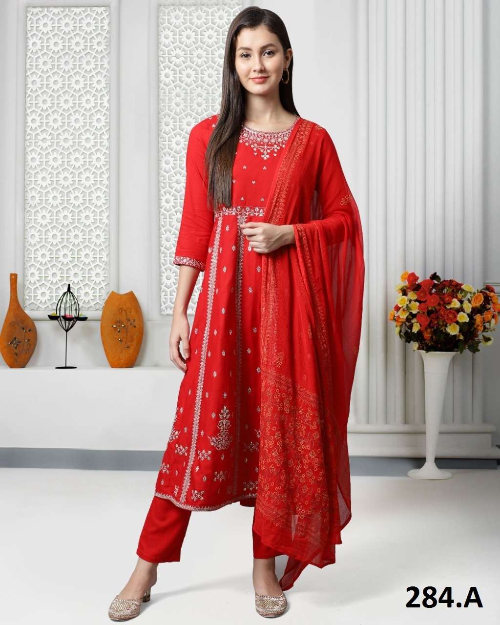 patang series 284 rayon slub readymade suit 