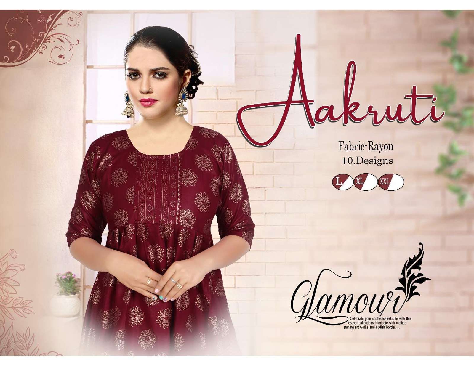 platinum akruti series 001-010 Reyon Plain gold print kurti 