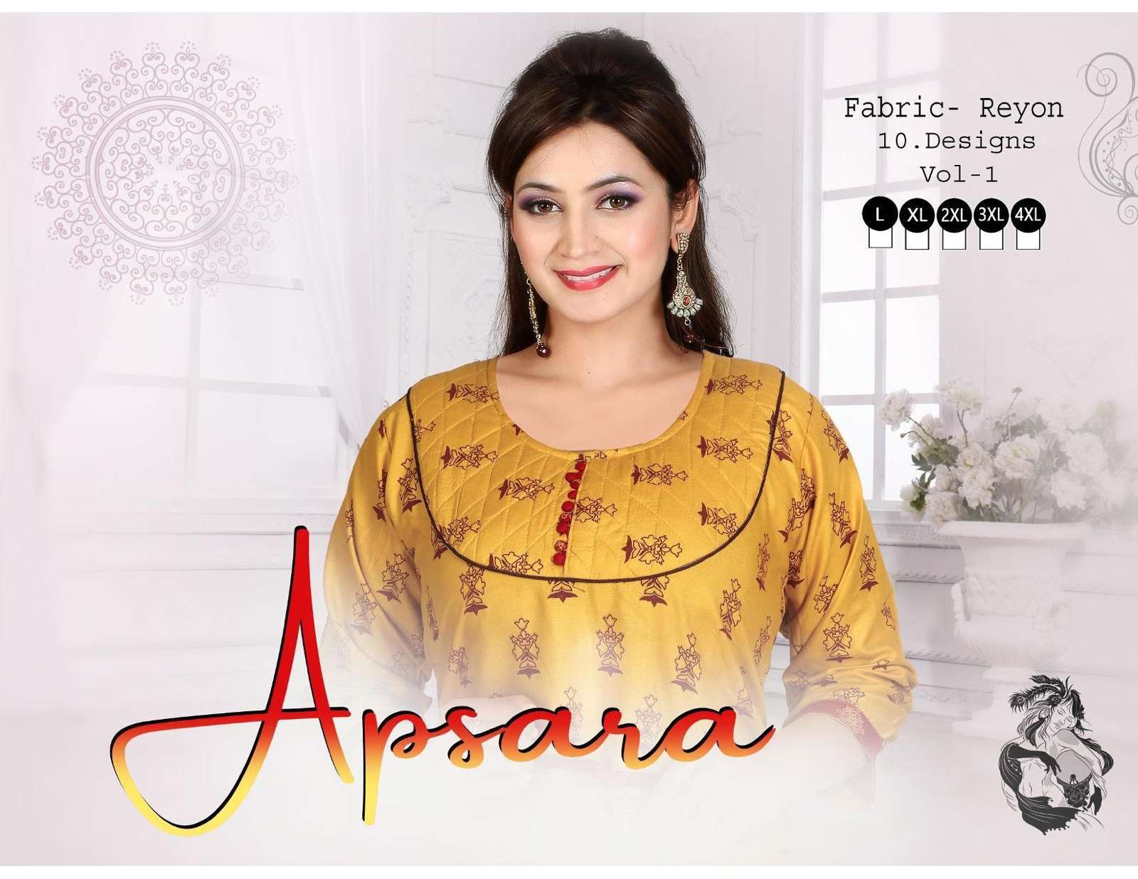 platinum apsara series 001-010  Reyon Screen print kurti