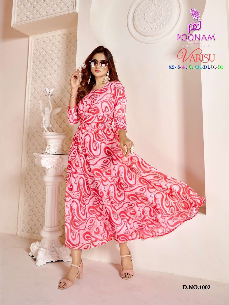 poonam varisu series 1001-1003 georgette printed gown 