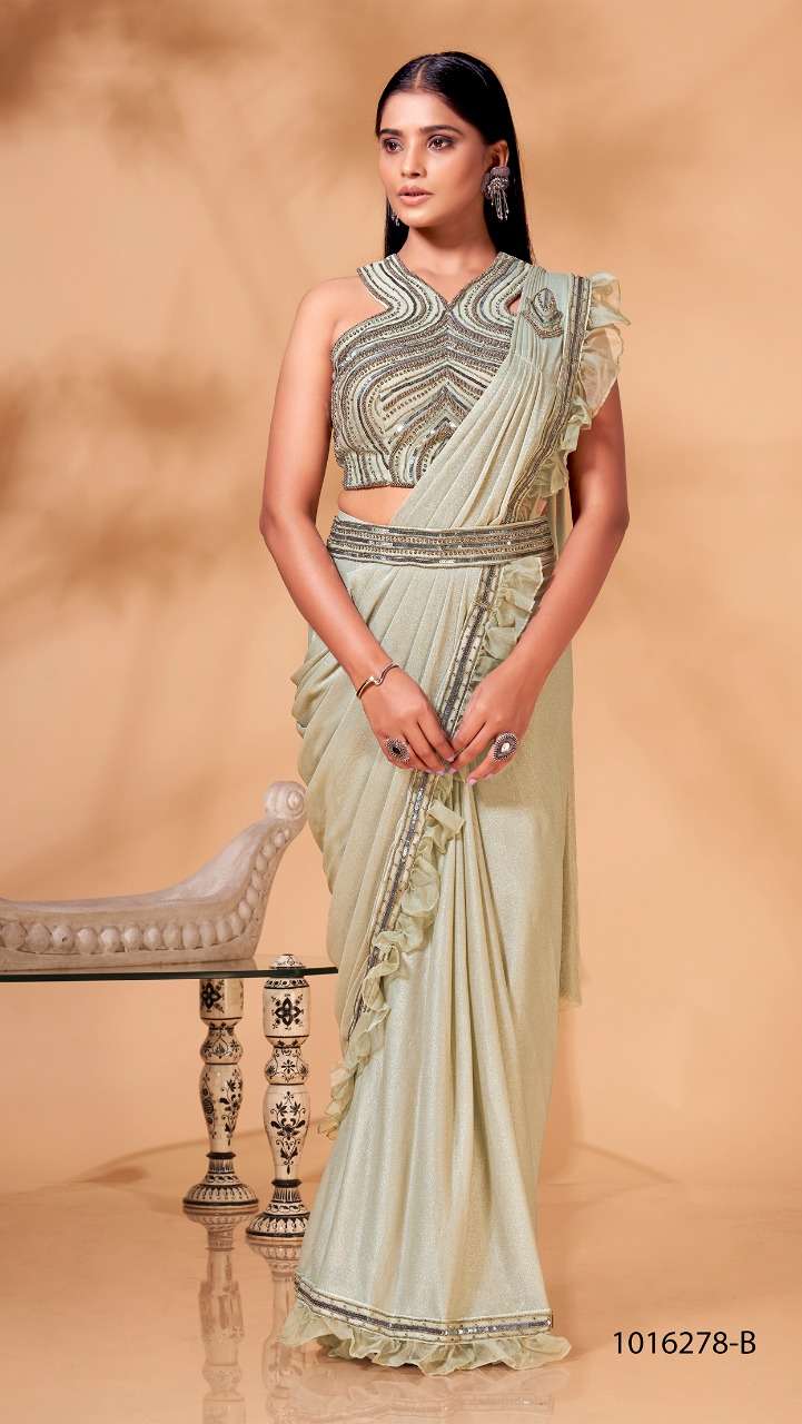 pr 1016278 designer mettalic shimmer saree 