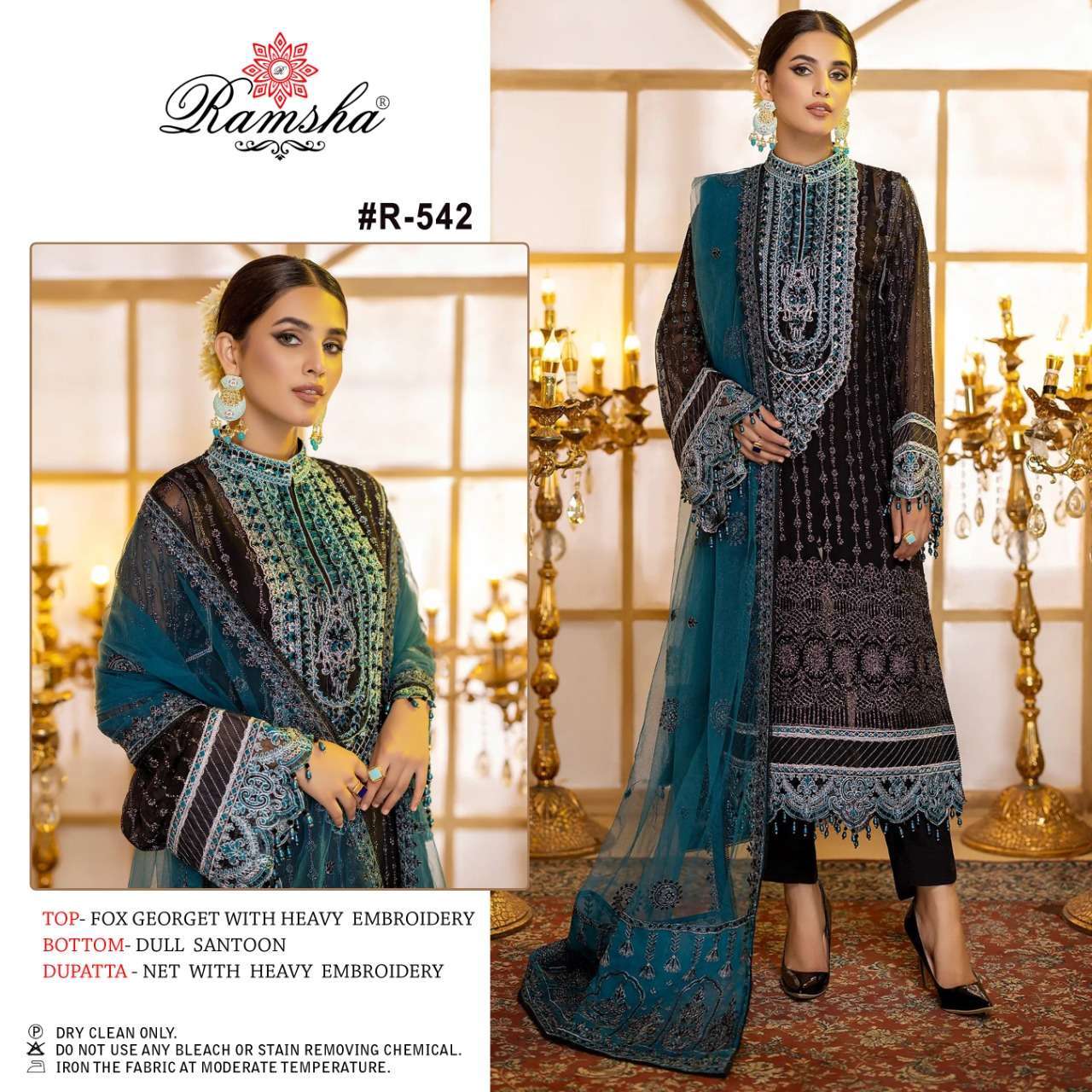 ramsha r 542 georgette heavy embroidery suit 