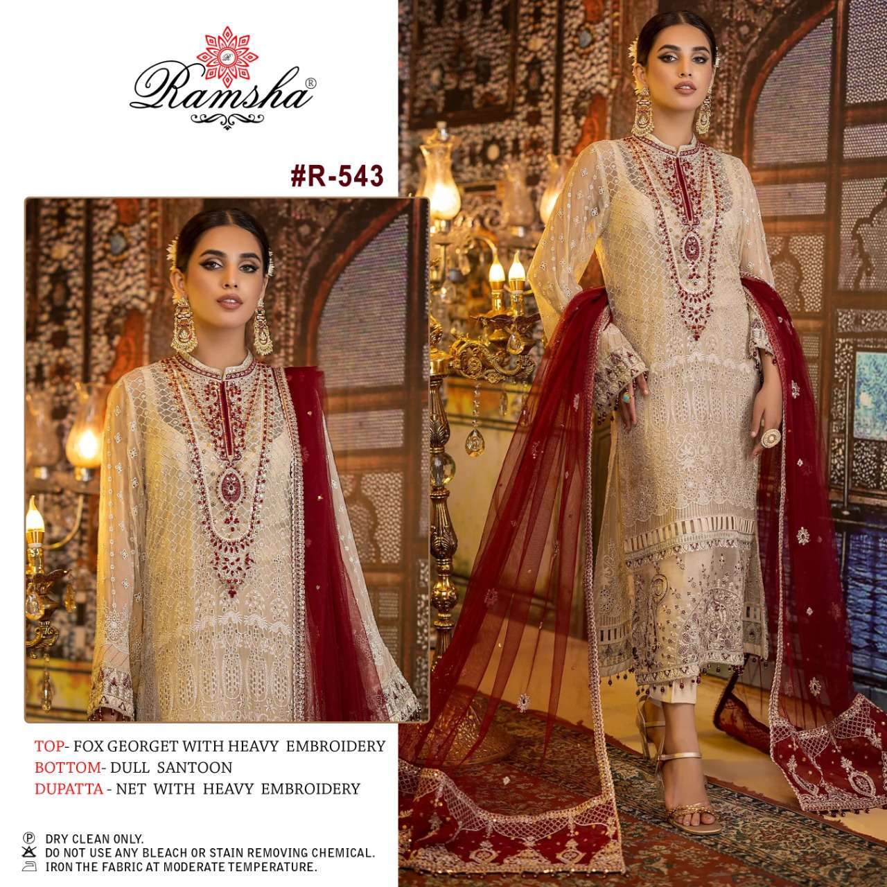 ramsha r 543 georgette heavy embroidery suit 