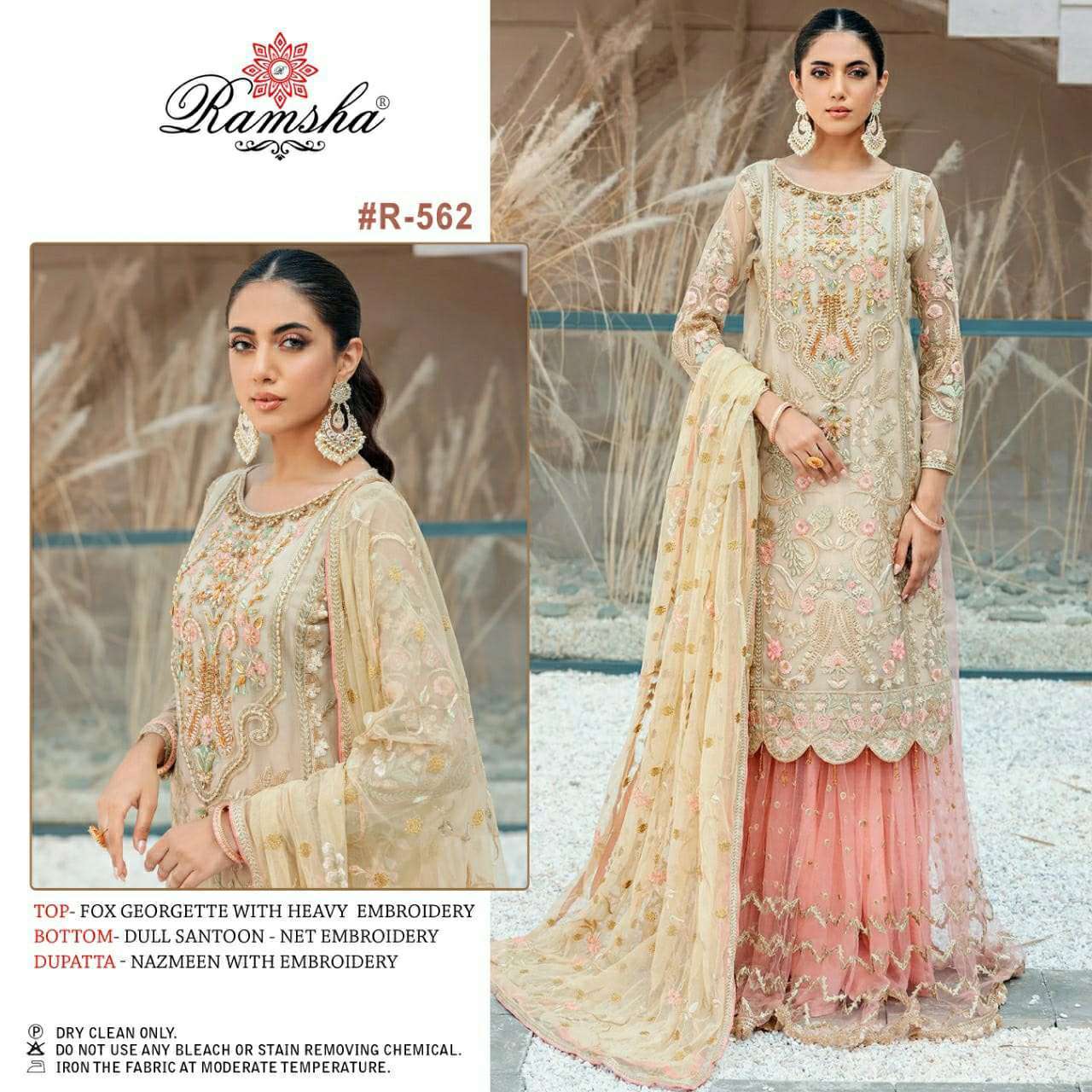 ramsha R-562 georgette embroidery work suit