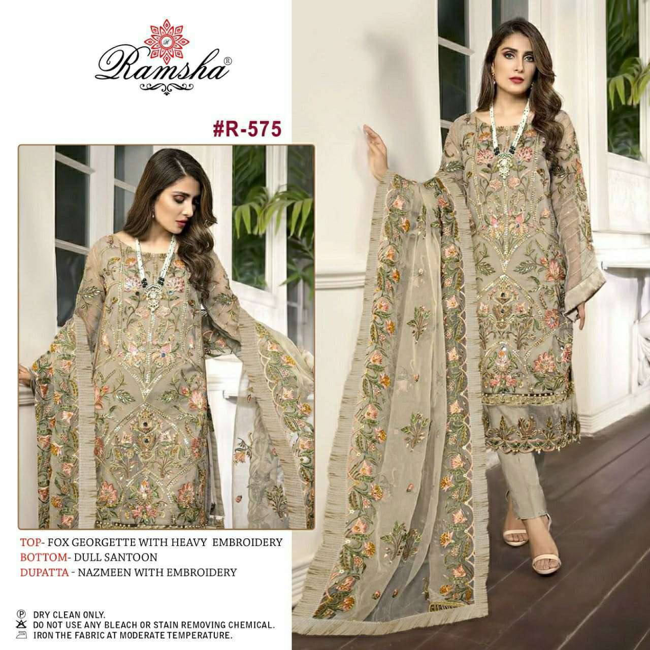 ramsha R-575 georgette heavy embroidery suit 