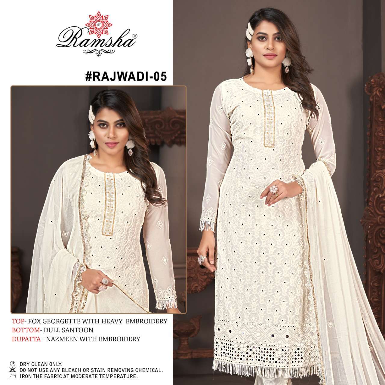 ramsha rajwadi 05 georgette embroidery work suit 