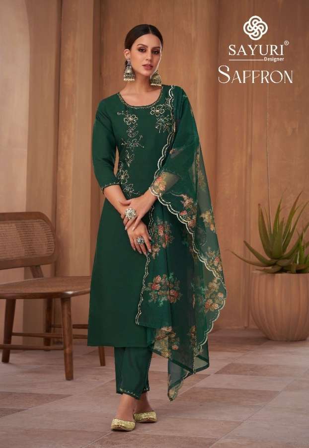 sayuri designer saffron series 1117-1122 poly viscose silk suit 