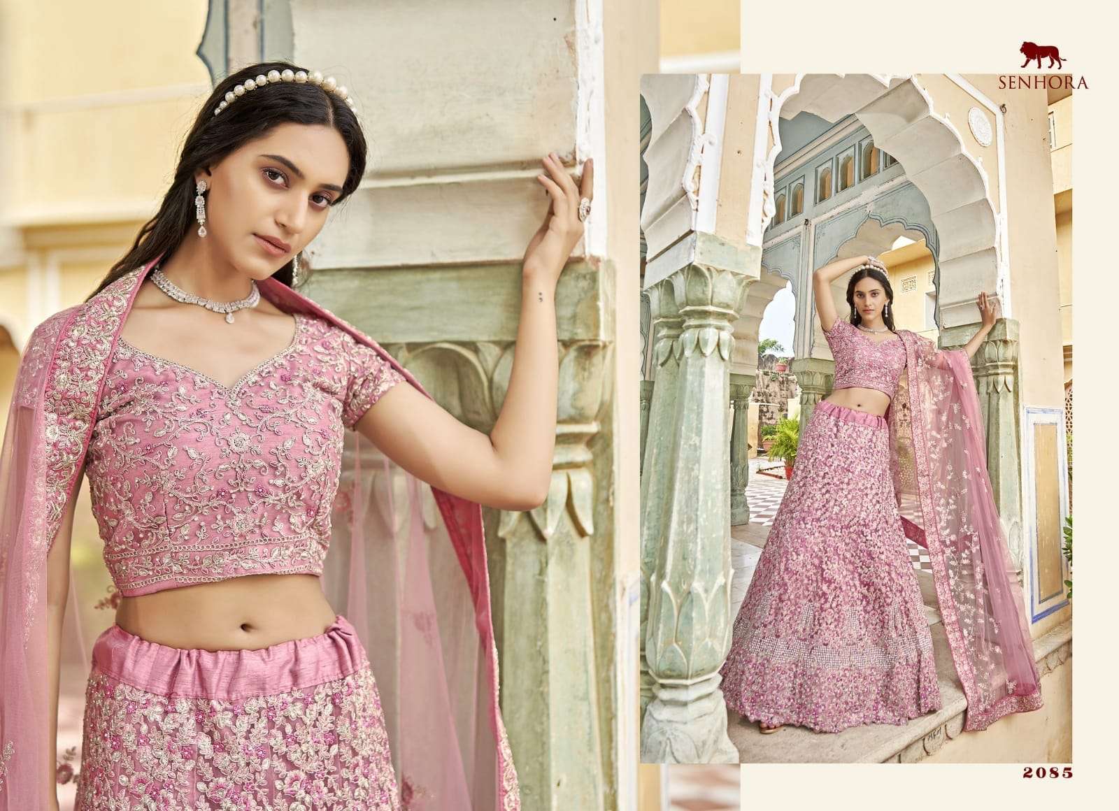 senhora dresses series 2084-2085 net lehenga 