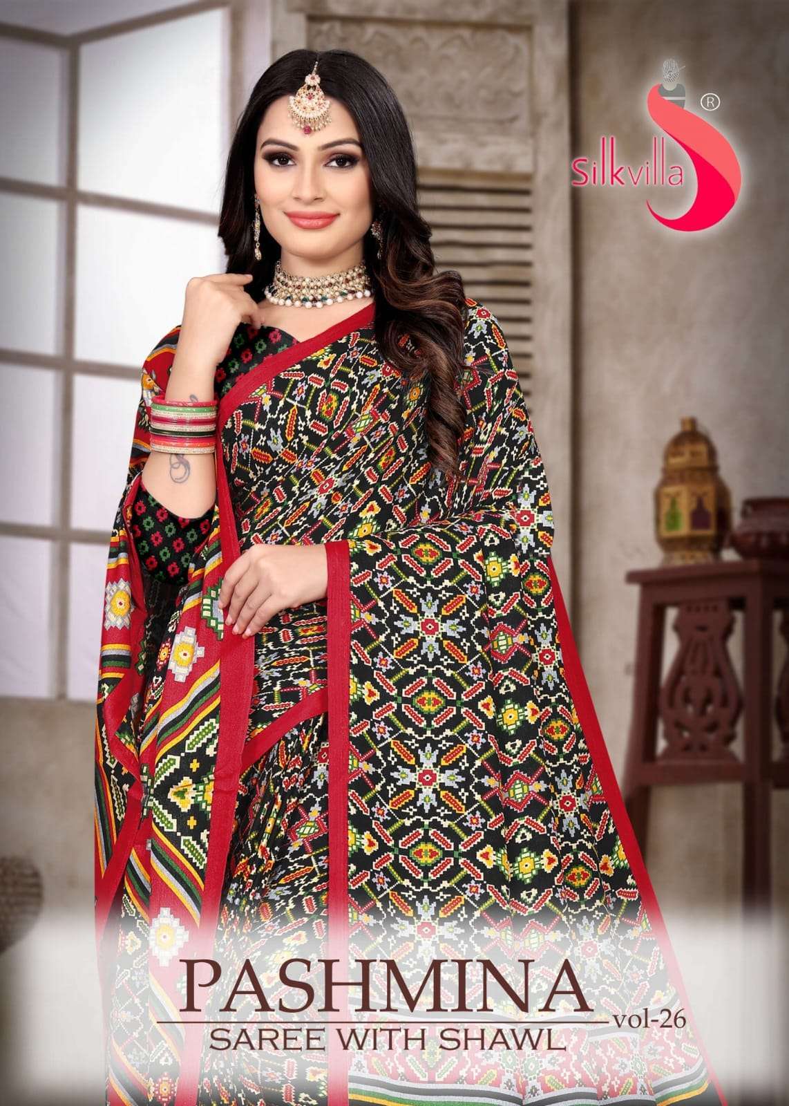 silkvilla pashmina saree with shawl vol 26 series 26001-26009 pashmina saree