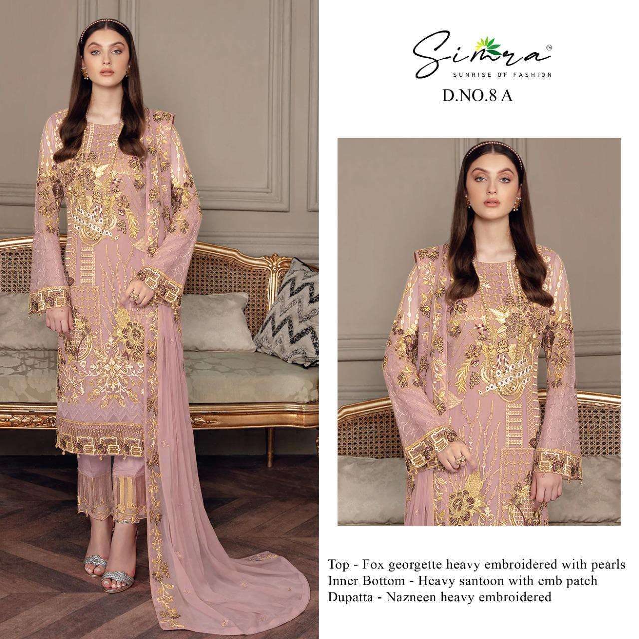 simra d no 8 faux georgette heavy embroidered suit 