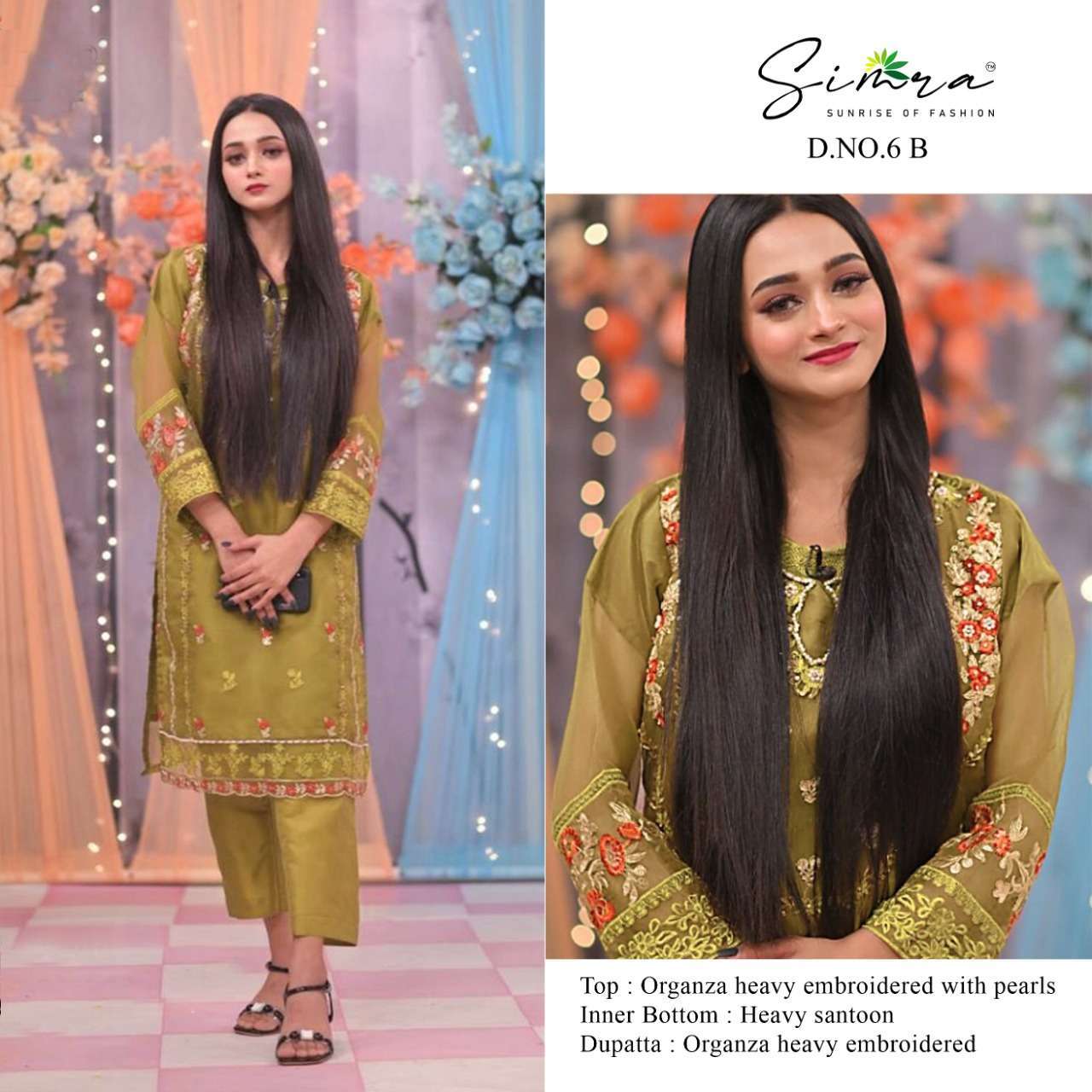 simra series 6 ab organza heavy embroidered suit 