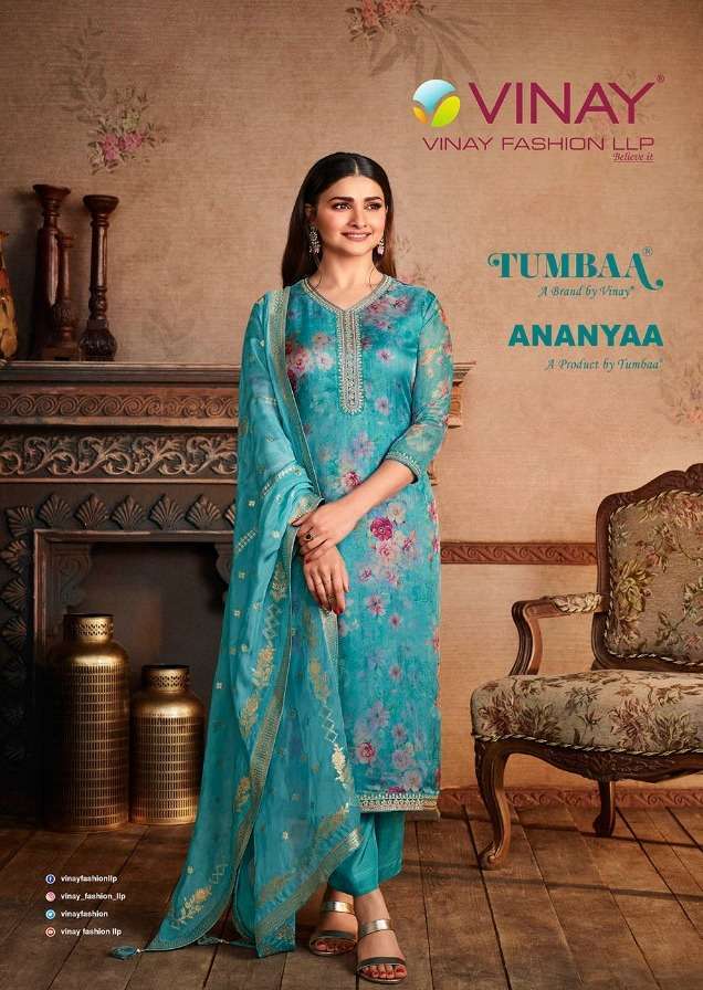 vinay tumbaa ananyaa series 40831-40838 organza digital print suit 