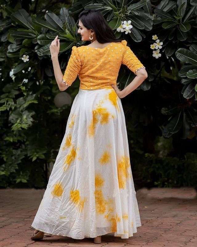 x-lady haldi special designer georgette gown 