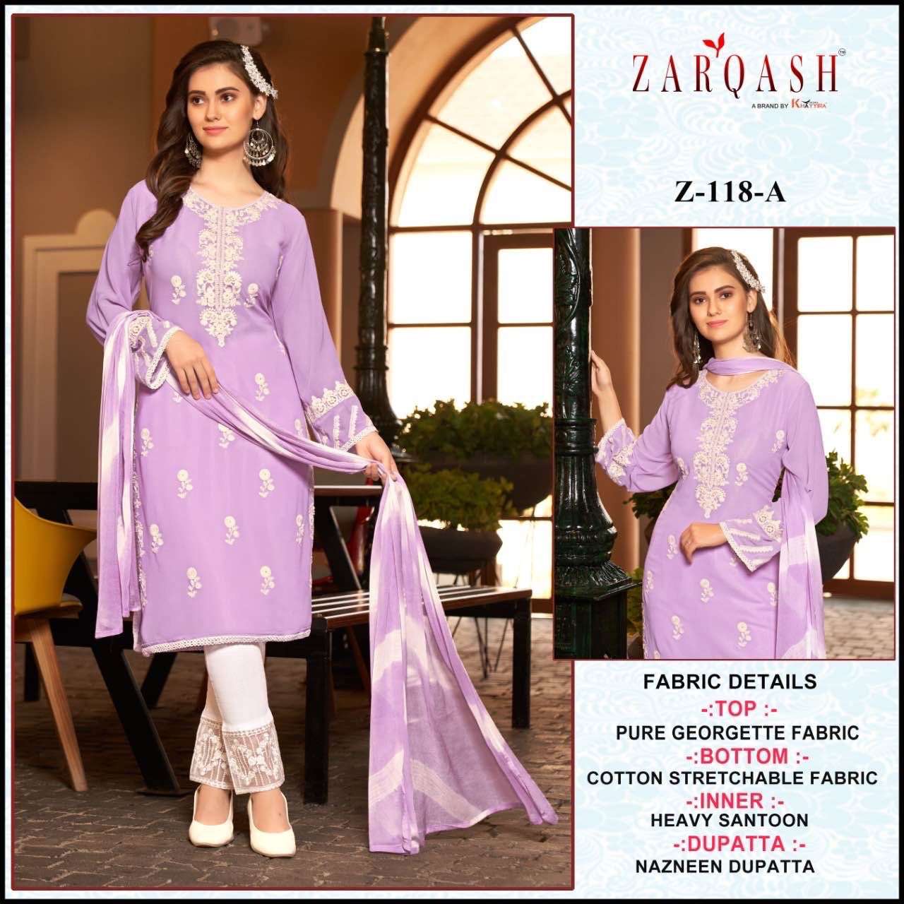 zarqash z-118 faux georgette embroidery paksitani suit 