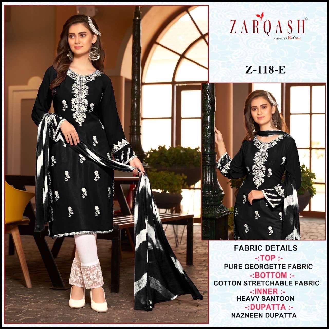 zarqash z-118 faux georgette embroidery suit 