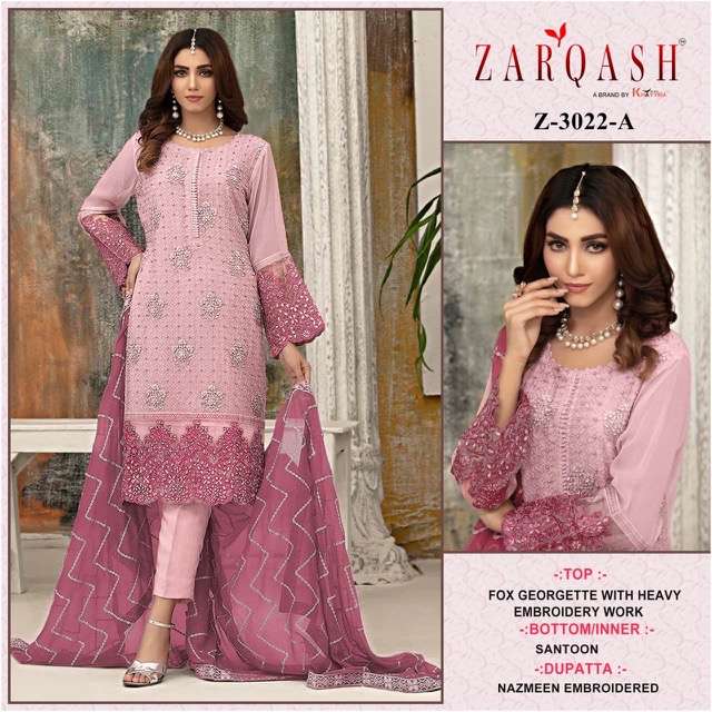 Zarqash Z-3022 Georgette Embroidered With Heavy Handwork suit