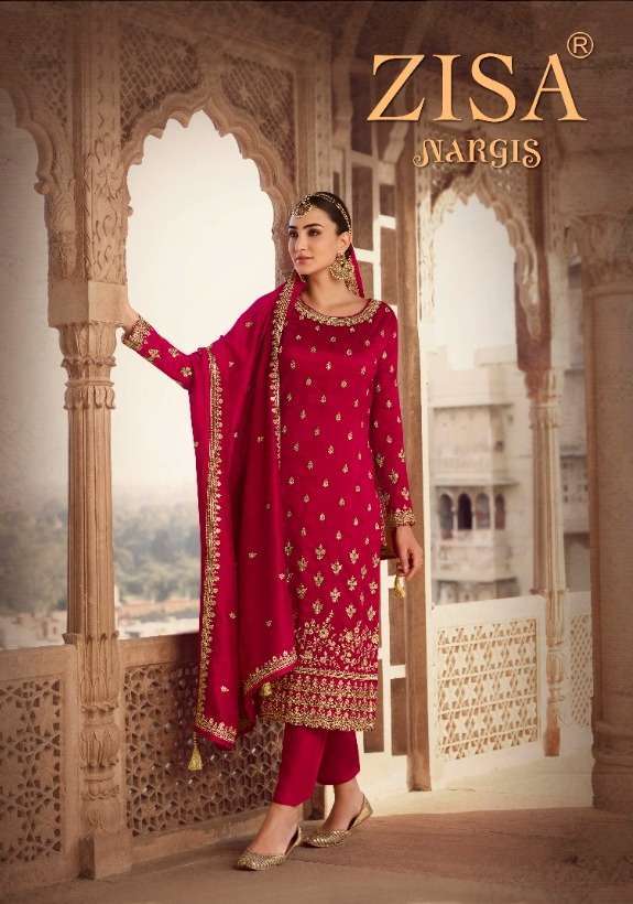 zisa nargis series 14151-14156 blooming silk georgette suit 