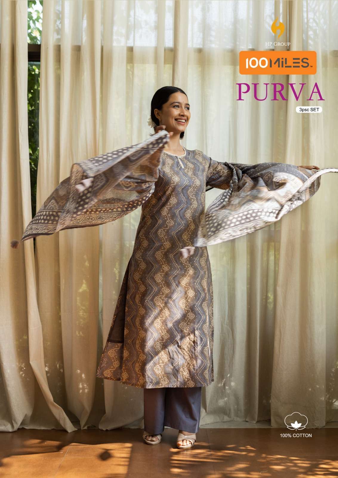 100 miles purva series 01-04 pure cotton readymade suit 