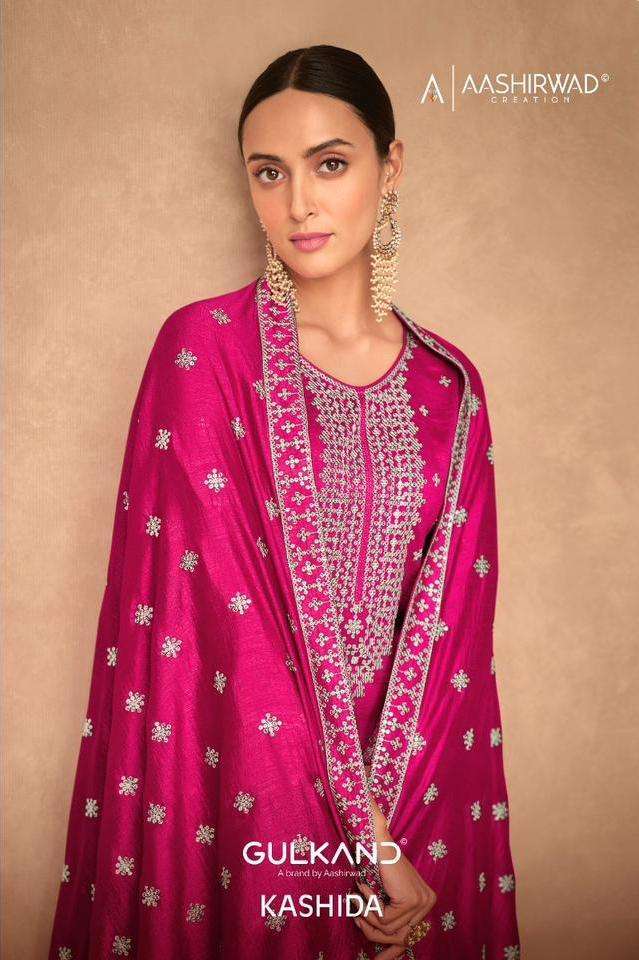 aashirwad kashida silk series 9504-9507 premium silk suit 