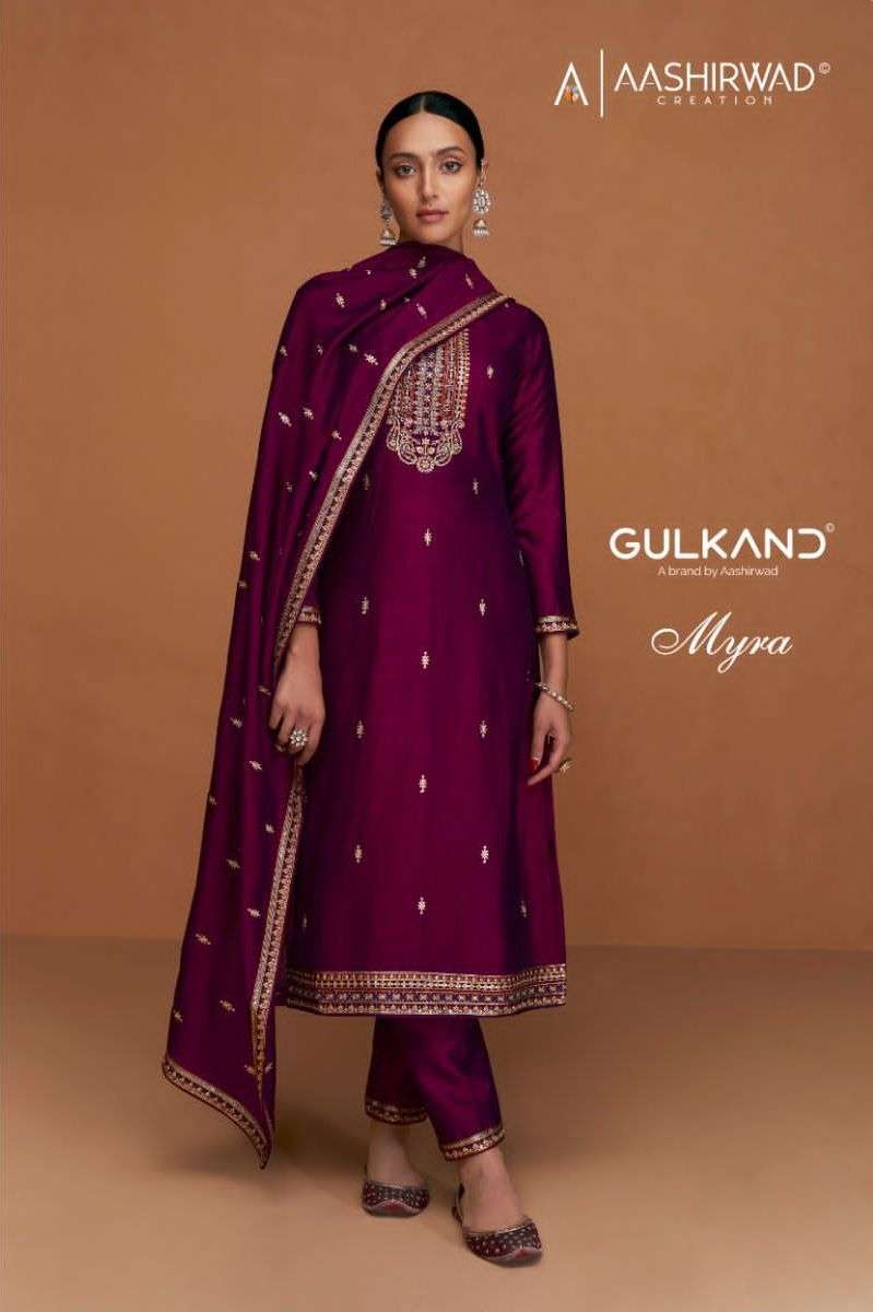 aashirwad myra series 9548-9553 premium silk suit