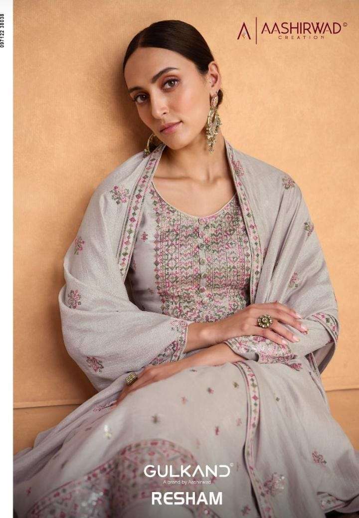 aashirwad resham series 9500-9503 premium silk suit 