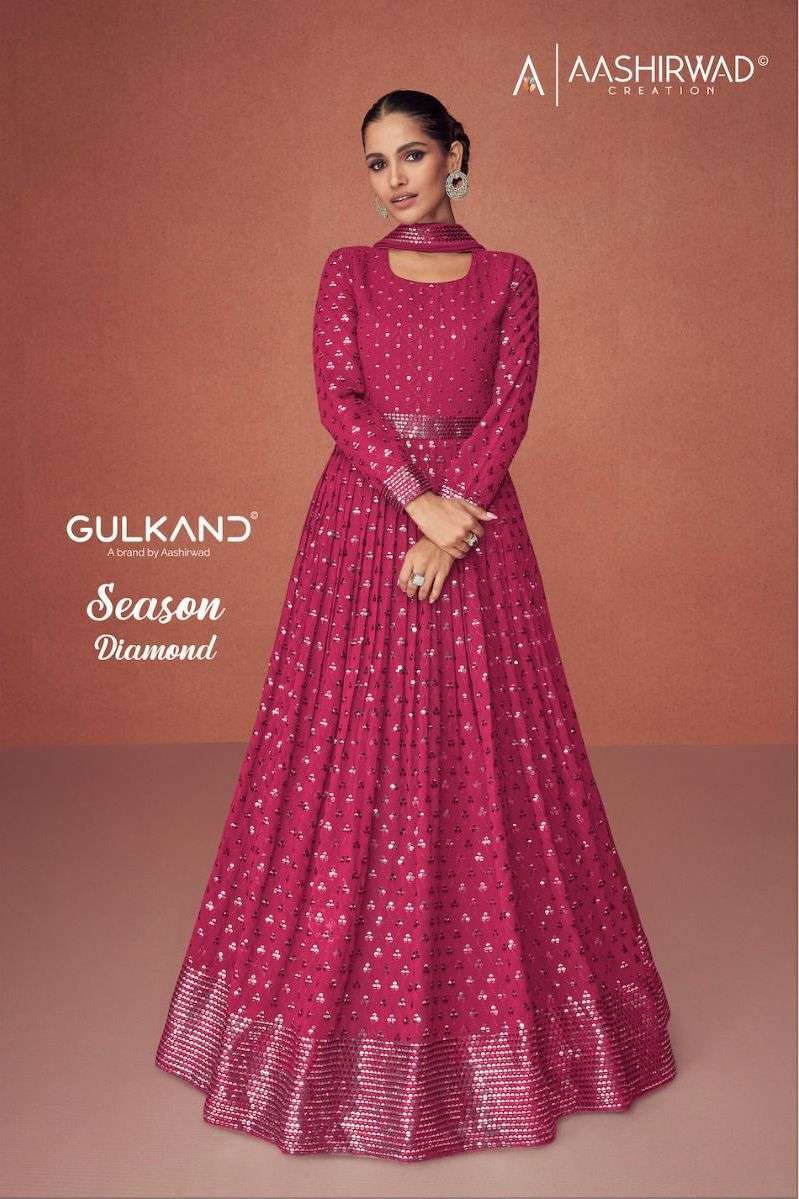 aashirwad season diamond series 9495-9498 real georgette suit 