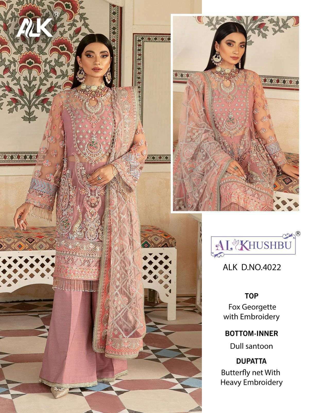 al khushbu 4022 georgette heavy embroidered suit 