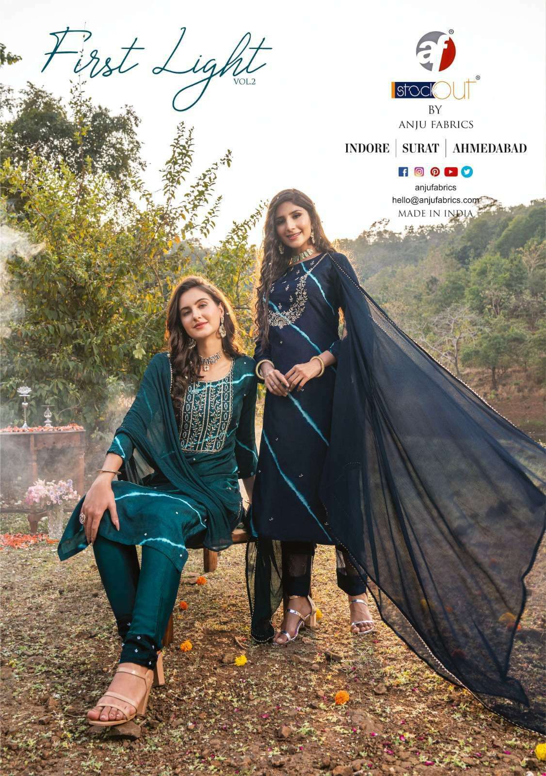 anju fab first light vol 2 series 2771-2776 viscose dola silk readymade suit 