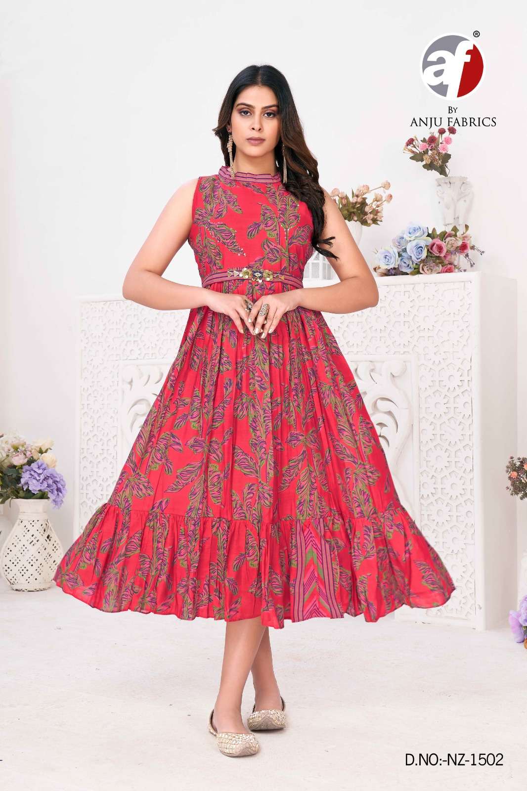 anju fab nz-1502 muslin digital print gown 