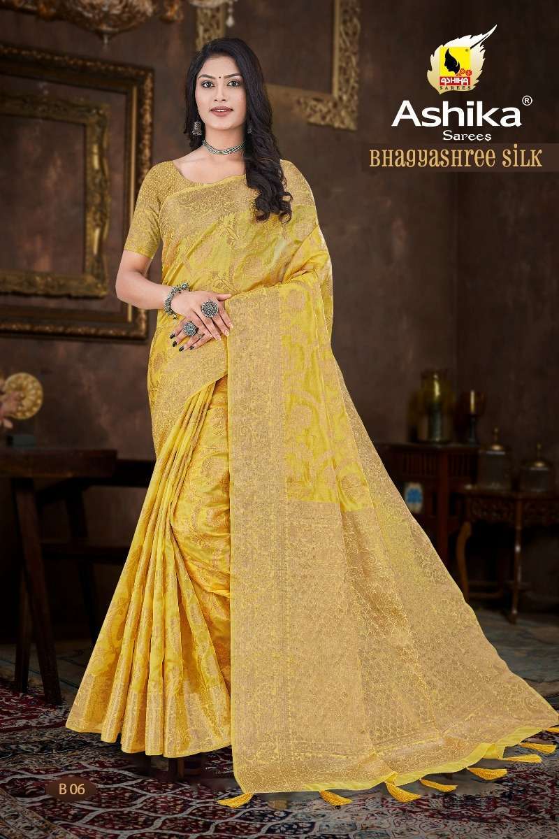 ashika sarees bhagyashree silk series 01-06 organza silk saree 