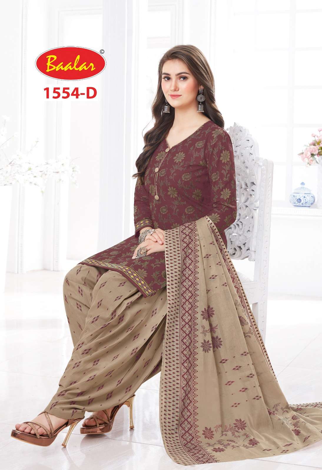 Baalar 6 Colour Matching series 1522 Cotton Printed suit