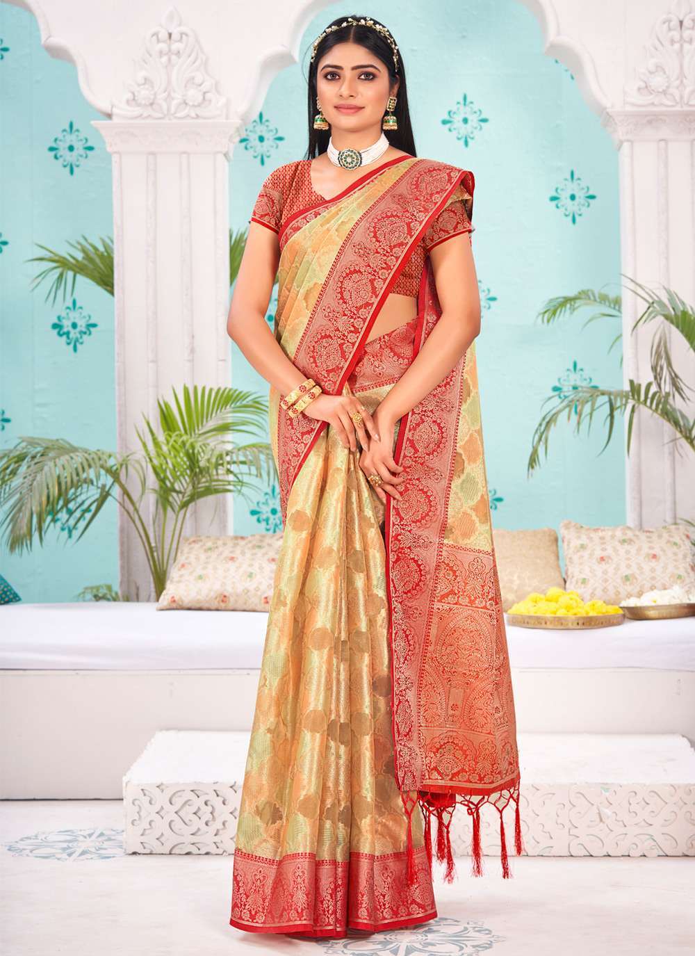 bunawat shanti organza saree woven work 