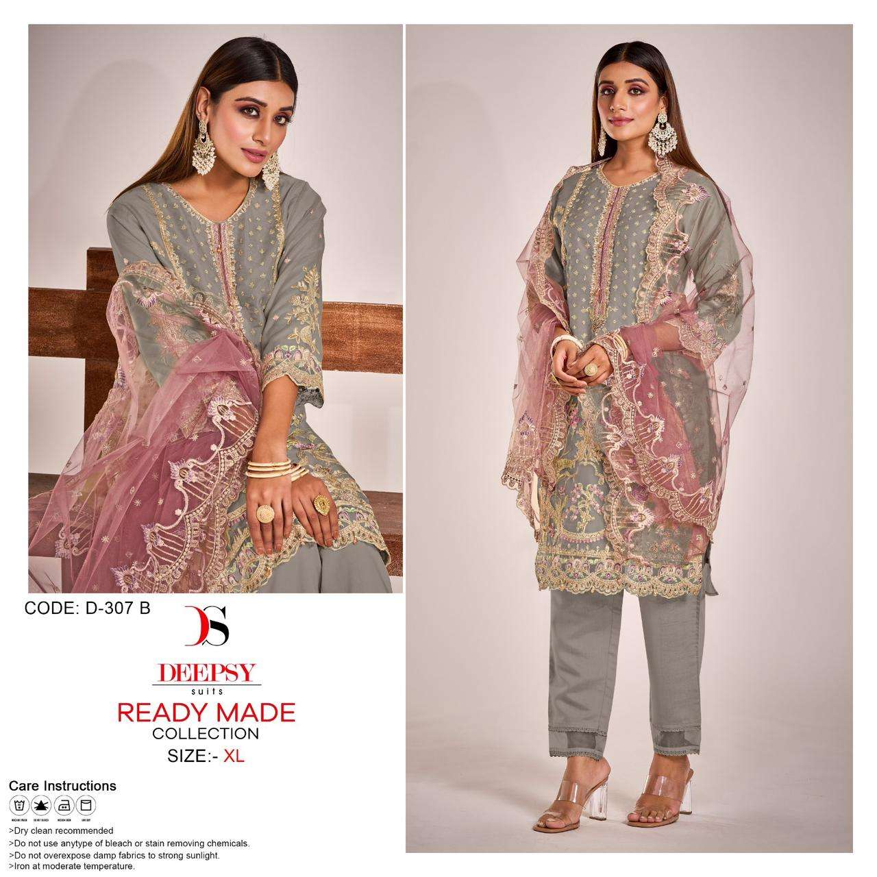 deepsy suits D-307 ABC designer pure organza suit 