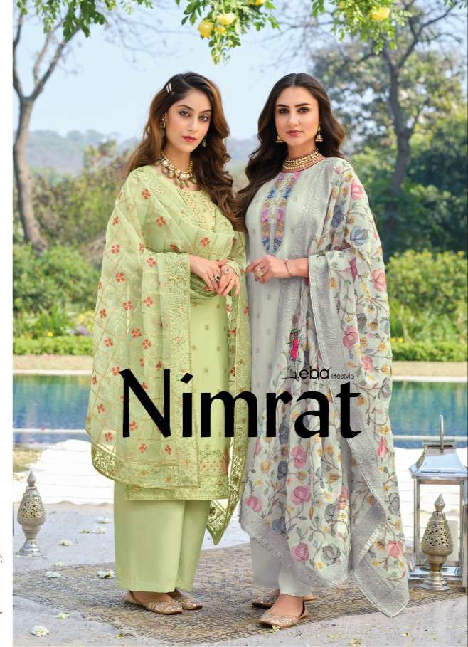 eba nimrat designer pure viscose organza suit 