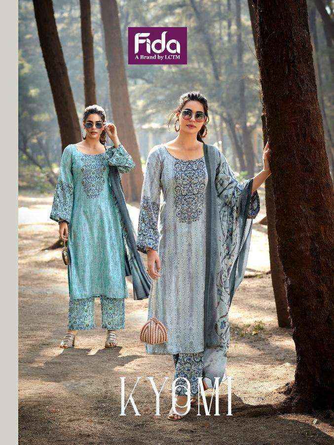 fida kyomi series 1001-1006 cotton slub digital print suit 